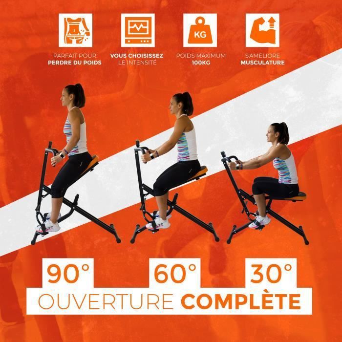Bonplus Total Fit Crunch – Banc De Musculation Pliable, Avec Compteur, Selle Réglable, Pour Abdos, Jambes Et Bras, 100 Kg Max