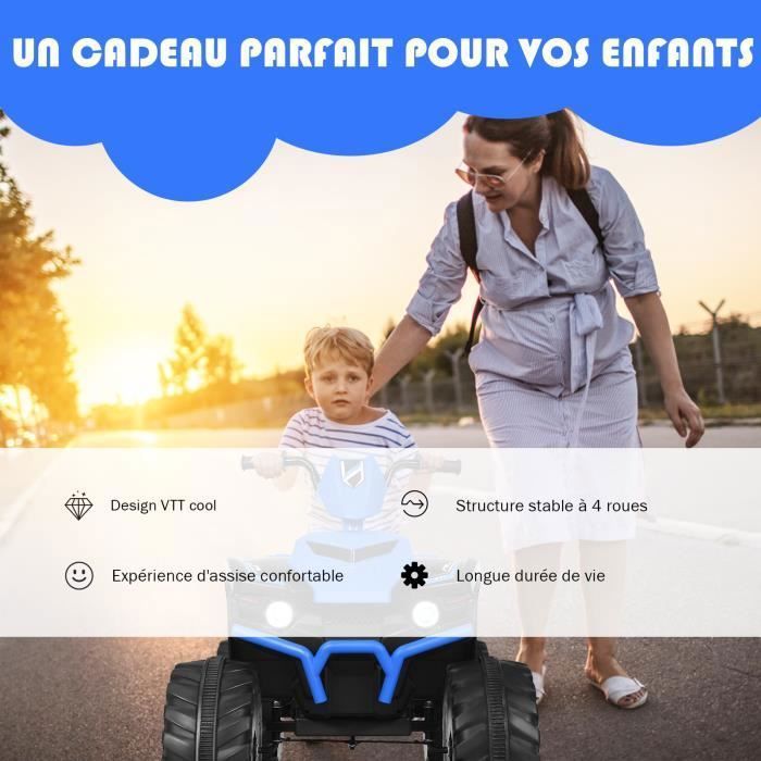 COSTWAY Quad électrique 12V – LED, Musique, Bluetooth – Démarrage Lent – 2,8-5 Km/h – 3-7 Ans – 35 Kg – Rose