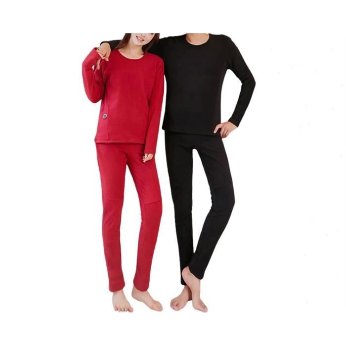 Ensemble de Sous v tement Thermique Sans Coutures Gris Mixte