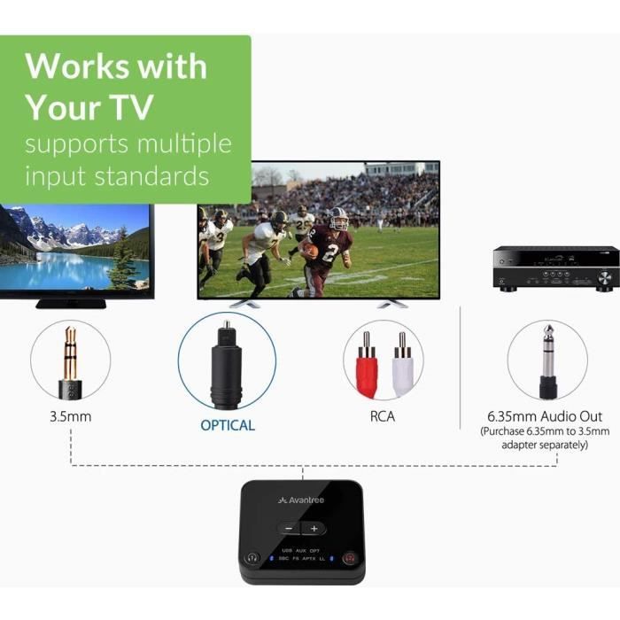 Casque TV sans fil avec adaptateur USB, Bluetooth 5.0, casque
