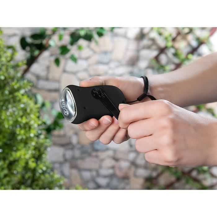 Lampe Torche Dynamo Solaire Rechargeable - Manivelle + Panneau Solaire - 3 LED étanches - Pour Camping Et Urgence - 5