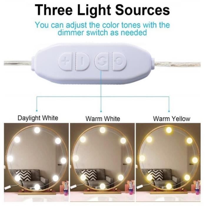 Kit de Lumière de Miroir - lampe pour miroir cosmétique lampe de coiffeuse  table 10 ampoules LED lampe de coiffeuse-PAS - Cdiscount Maison