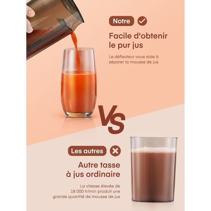 Centrifugeuse Extracteur De Jus 1,5L 400W - 2 Vitesses, Acier Inox, Nettoyage Facile