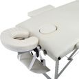 3 Section Table de Massage Pliante Portable Lit de Massage Hauteur réglable 60 cm de large,Blanc-3