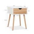 Mondeer Table de Chevet avec tiroirs, Armoire Latérale, Armoire de Rangement, Style industriel, Blanc&Chêne-3