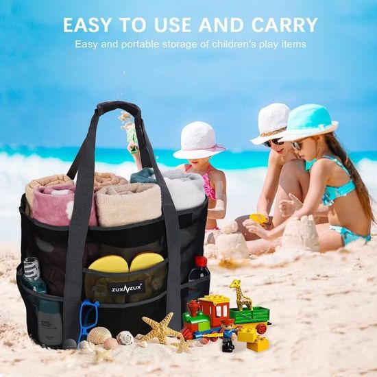 Grand Sac De Plage 43 Litres Imperméable - Sac Bandoulière Pliable Avec 8 Poches - Tissu Oxford Résistant - Pour Plage, Piscine, Shopping, Voyage