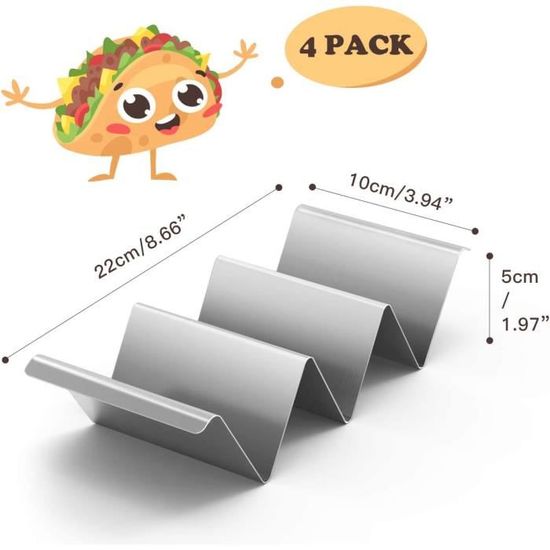 HERCHR Lot de 2 Supports pour Tacos, Plateau Porte-Tacos en Acier Inoxydable Contient 3 Tacos Maximal pour Four, Cuisine et Restaurant