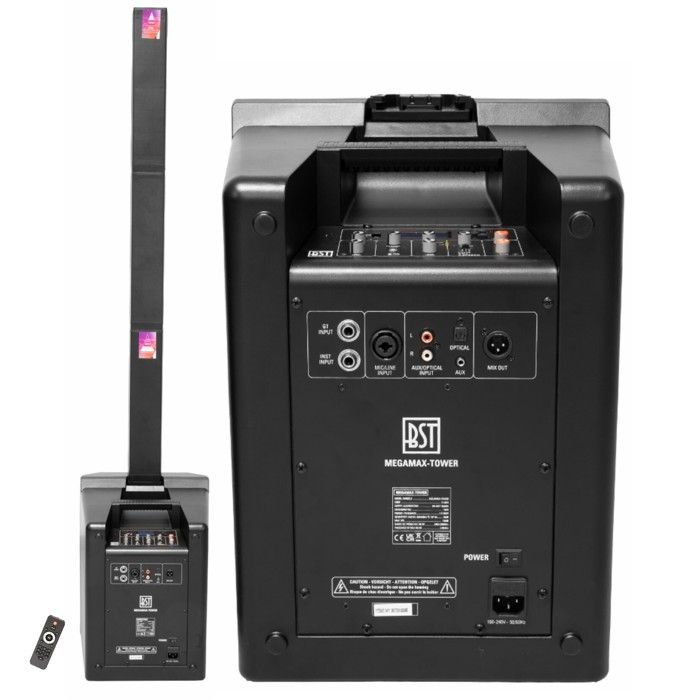 Pack DJ Sono Enceinte Colonne 480W + 2 Micros Sans Fil + Enceinte Lumineuse Bluetooth - MEGAMAX-TOWER BST