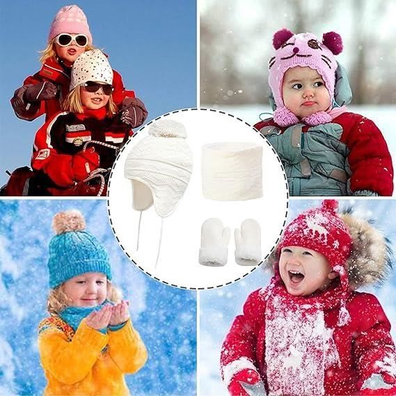 Bonnet tricoté d'hiver pour enfants, gants d'hiver pour enfants, 3 pièces pour  enfants doublure épaisse d'hiver (3-5 ans,Kaki) - Cdiscount Prêt-à-Porter