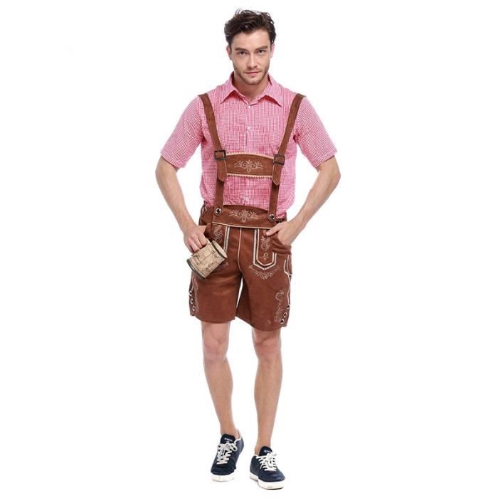 Costume traditionnel allemand d Oktoberfest pour homme Rouge L Shorts a bretelles lederhandees bavaroises Cdiscount Jeux Jouets
