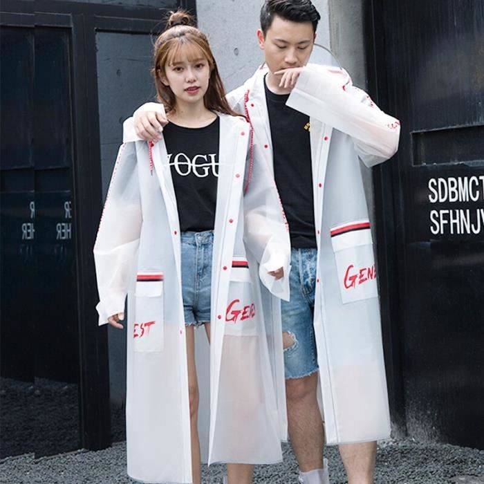 Trench Impermeable Transparent pour femme et homme veste de randonnee pour etudiant Poncho de voiture Long Type Black Blanc Cdiscount Pret a Porter