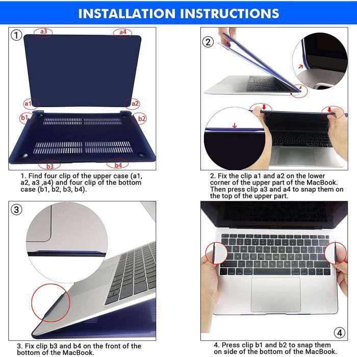 TECOOL Coque MacBook Air M1  Retina 13 Pouces 2020 2019 2018 A2337 A2179  A1932 Touch ID + Housse clavier EU, Noir - Cdiscount Informatique