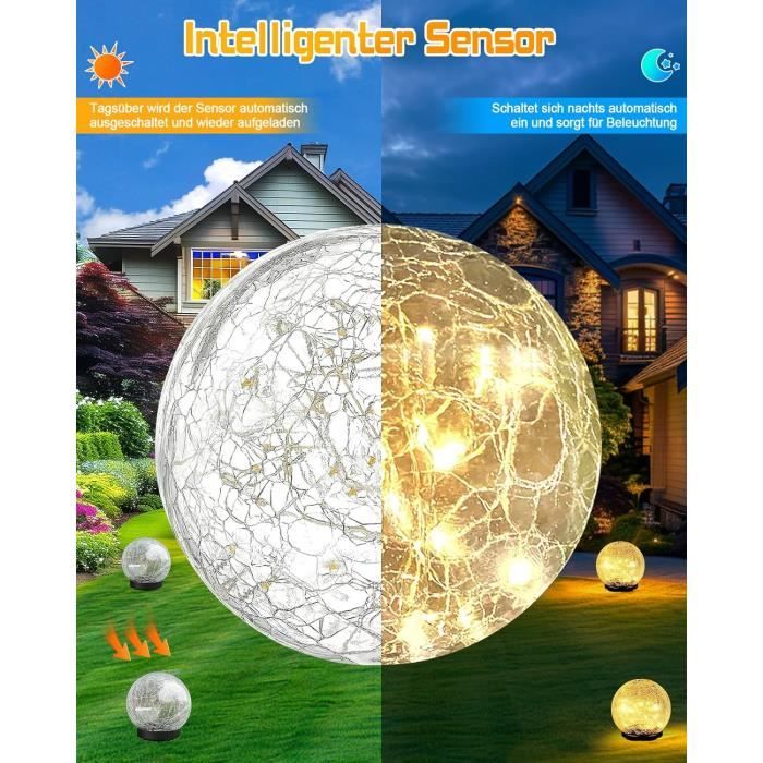 BOULE SOLAIRE JARDIN Lampe Extérieur LED Pointe De Balcon Argent Or D