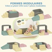 Parcours De Motricité En Mousse 7 Pièces Pour Enfants 3-6 Ans - Blocs Modulables, Housse Velours Lavable - Sécurité Renforcée, Développement Psychomoteur