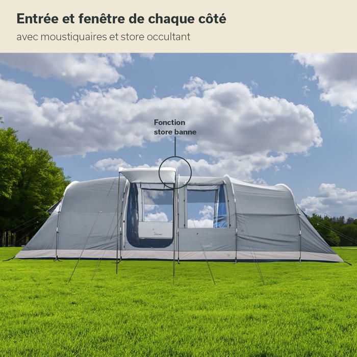 Tente De Camping Skandika Kaupanga 6 Places - Tunnel Imperméable 3000mm - Cabine Sombre Et Auvent - Familiale
