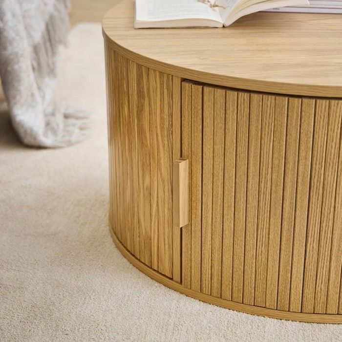 Table basse ronde - Ensemble moderne 2 en 1 avec tiroirs de rangement - Assemblage facile - Cadre en métal durable - Meuble élégant pour le salon