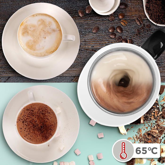 Mousseur à Lait Automatique 4 en 1, Machine à Chocolat Chaud, Chauffe-Lait Chaud et Froid et Mousseur à Lait électrique en Acier Inoxydable, Cuiseur Vapeur pour café Latte