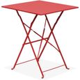 Table de jardin pliante - Acier - Oviala - Rouge - 60 x 60 x 71 cm-0