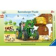 Puzzle cadre Ravensburger - Tracteur à la ferme - 15 pièces-0