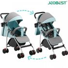 JEOBEST POUSSETTE CANNE 0-4 ANS 2 EN 1 PLIABLE, HARNAIS 5 POINTS, DOSSIER, AUVENT, MOUSTIQUAIRE, MAX 50KG - BLEU CLAIR