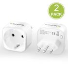 Adaptateur Prise de voyage Italie LENCENT [2 Colis],2500W,10A,pour France/Europe vers Italie,Chili,Maldives,et Pays de Prise Type L