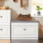 Meuble Chaussure Banc d’Entrée SoBuy avec Rangement à Abattant et Coussin, 75x24x51 cm, Capacité 150kg, Blanc