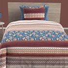 Parure housse de couette en coton 57 fils/cm2 140x200 cm JAIPUR bleu, par Soleil d'Ocre