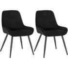 WOLTU Chaises de Salle à Manger Lot de 2, Chaises Relaxantes en Velours, Ergonomiques avec Dossier, Noir BH331sz-2
