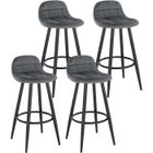 WOLTU Lot de 4 Tabourets de Bar Modernes, Chaise de Cuisine Haute en Velours et Métal, Hauteur d'Assise 70cm, Gris Foncé BH364dgr-4