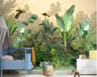 Papier peint Panoramique Forêt tropicale plantes Paysage Fond Animal Papier Peint Soie Effet 3D Tapisserie Poster Decoration Murale