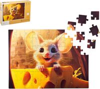 Puzzle en bois pour enfant - Série Yuppie Cutie - Mouse - Puzzles de Forme Classique - 28,5 x 21 cm - 70 éléments - Milliwood