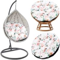 Papasan Coussin de chaise 100 cm Coussin de siège d'extérieur – Coussin de chaise suspendu,  fleurs rondes 4