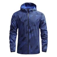 WYD™ Veste imperméable pour sports de plein air pour hommes, marque de luxe, manteau à capuche avec fermeture éclair - Bleu