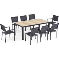 Ensemble table et chaises de jardin - OVIALA - Tivoli - Aluminium - Gris - 8 personnes