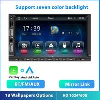 Autoradio 2 Din ,car Radio 7 "HD carplay Android Auto Player ,Tactile Screen Auto Audio car Stereo MP5 Bluetooth USB TF FM camerie