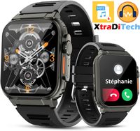 Montre Connectée Homme Sport Appel Bluetooth Dictaphone IPS Écran 1,96 Rectangulaire 600mAh Stockage Musique Compatible Oreillette