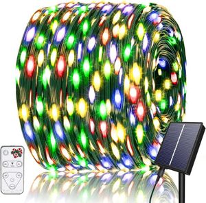 GUIRLANDE D'EXTÉRIEUR Guirlande lumineuse solaire d'extérieur - 600 LED - 62 m - 8 modes - Décoration de Noël extérieure - Étanche IP65 - Pour bal[m2955]