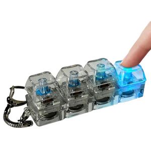 Porte-clés Clavier Mécanique Fidget – 4 Touches à Clic Linéaire – Bleu Transparent – Anti-stress Et Déco – Pour Ados Et Adultes