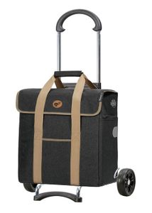 Chariot De Courses Laroom Nature 37 Litres - Pliable Jute Marron Avec Poche 35x28x92 Cm Chariot Courses Roues Résistantes