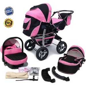 Poussette Bébé Combinée Trio Pack 3 en 1 Rose Chassis Haut a Absorption de  Chocs Pliable Siege Auto Réversible Roues Increvables - Cdiscount  Puériculture & Eveil bébé