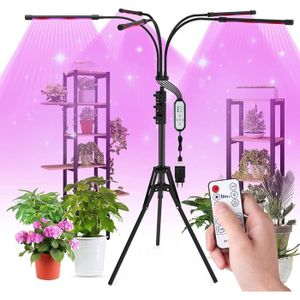 Aogled Lampe LED Horticole 50W,5 Têtes Lampe Pour Plante avec Clip 150LEDs  avec 360° Adjustable,3/9/12H Cycle Minuterie,3 Modes&10 Luminosité,Grow