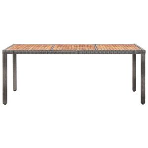 TABLE DE JARDIN  Table de jardin 190x90x75 cm Résine tressée/bois d'acacia Gris-S17074