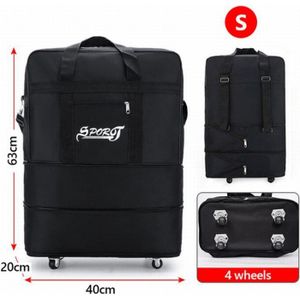 VALISE - BAGAGE Valise Cabine Valise Trolley Pliable Soft Shell bagages de grande capacité sac de voyage voyage valise vérifiée Noir S