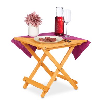 Table Pliante En Bois Relaxdays 50x50x50cm - Balcon, Terrasse Et Intérieur