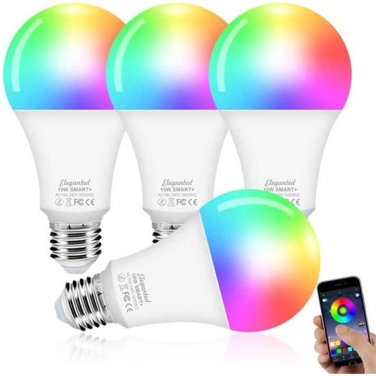 Ampoule Intelligente WiFi LED E27 10W RGBCW Dimmable - Lot De 2, RGB + 2700K-6500K, Compatible Alexa Google Home Siri