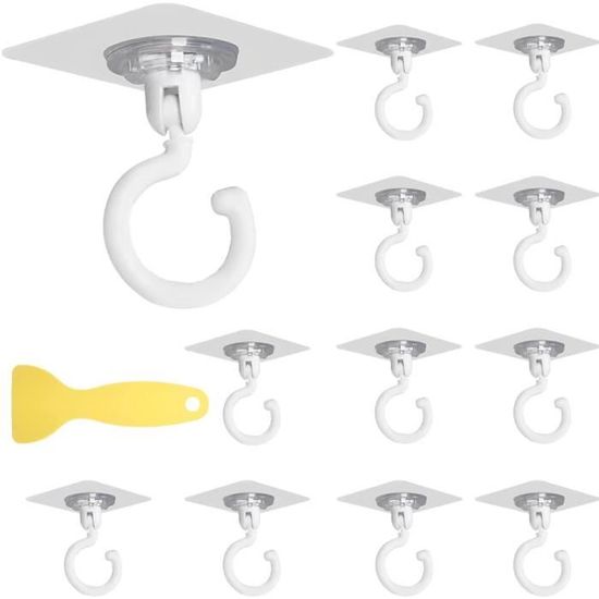 8 Pièces Crochets Adhésifs Rotatifs à 360°, Crochet Adhésif Plafond en