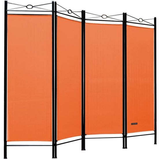 Paravent intérieur 4 panneaux 180 x 163 cm Séparateur de pièce pliable orange Cloison de séparation Intérieur maison