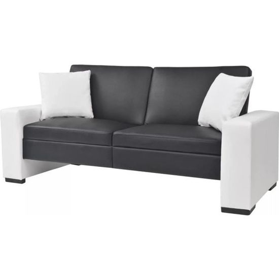 |Promotion| Sofa Canapé de relaxation | Canapé-lit réglable Canapé convertible réversible "Rétro" | avec accoudoirs PVC Noir &MP2500