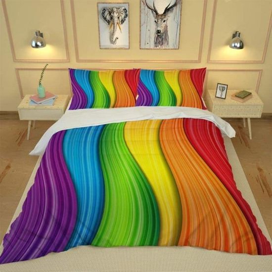 Couette arc-en-ciel pour bébé en 9 pièces avec taie d