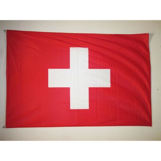 Lot De 2 Drapeaux Suisse 90x150cm - Drapeau Helvétique Avec Œillets En Laiton